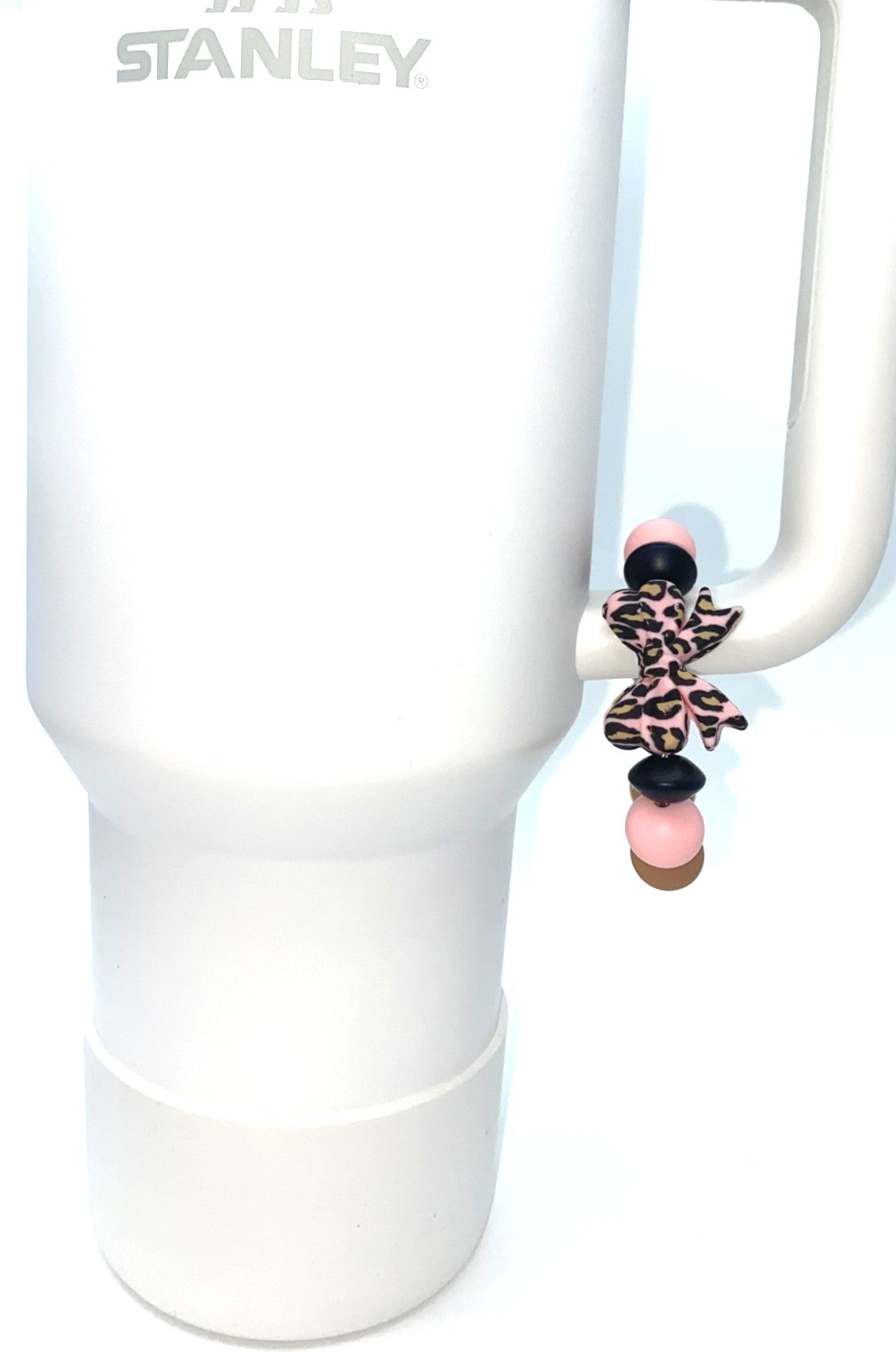 Light Pink Leopard Print Coquette Bow Stanley Tumbler Cup Handle Charm