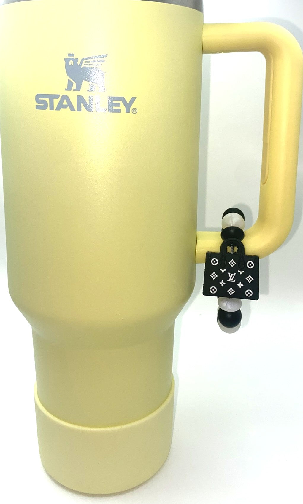 Designer Purse Hand Bag LV Black & White Stanley Tumbler Cup Handle Charm