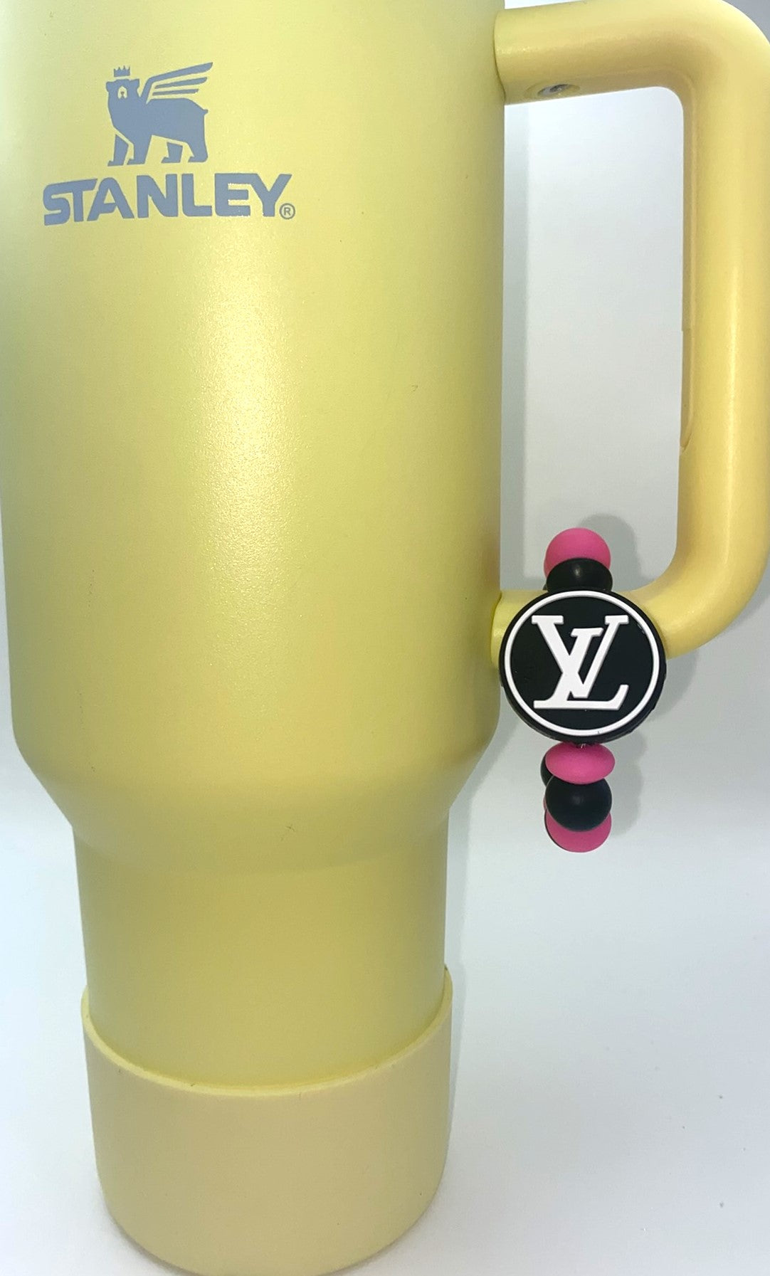 Designer White & Black LV Round Stanley Tumbler Cup Handle Charm