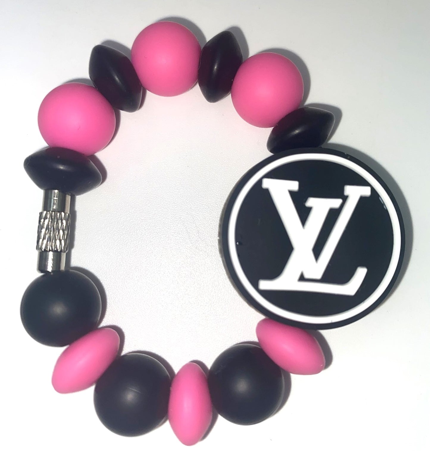 Designer White & Black LV Round Stanley Tumbler Cup Handle Charm