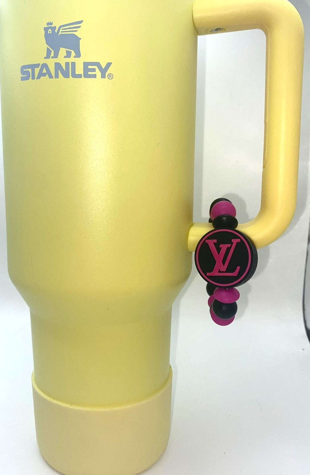 Designer Pink & Black LV Round Stanley Tumbler Cup Handle Charm
