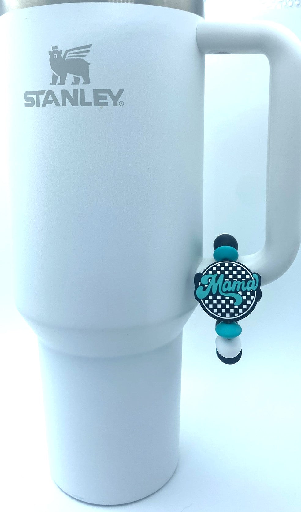 Turquoise Mama Black & White Checkered Stanley Tumbler Cup Handle Charm