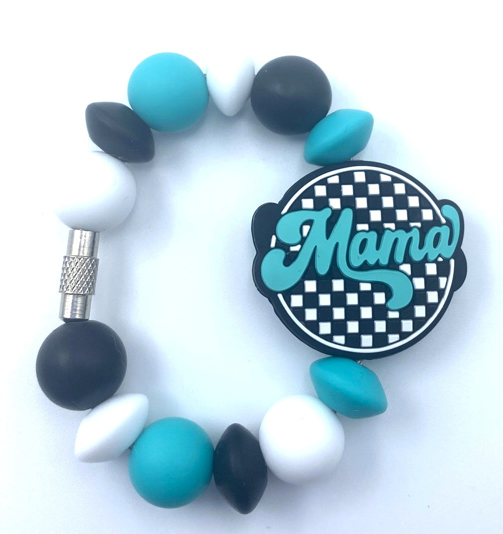 Turquoise Mama Black & White Checkered Stanley Tumbler Cup Handle Charm