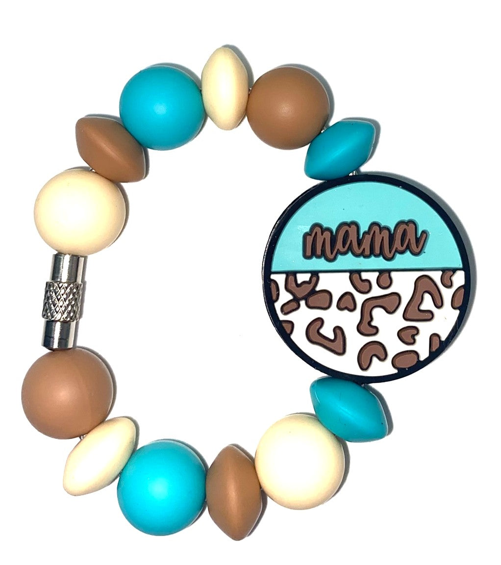 Mama Leopard Round Turquoise Stanley Tumbler Cup Handle Charm