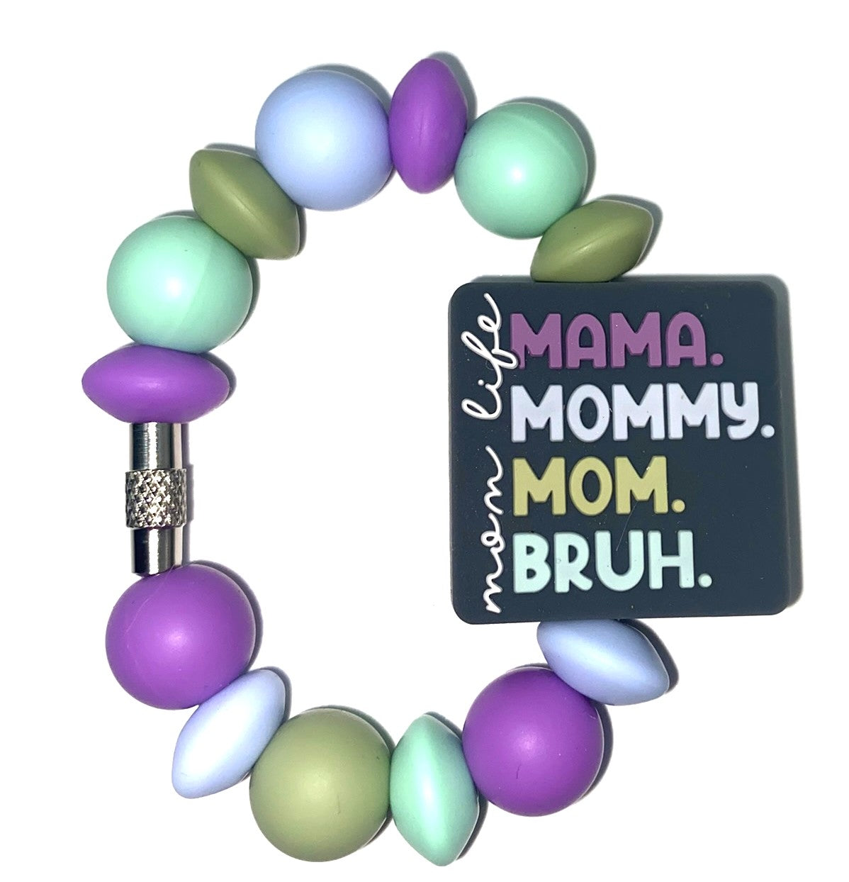 Mom Life Mama Mommy Mom Bruh Black/Blue Stanley Tumbler Cup Handle Charm