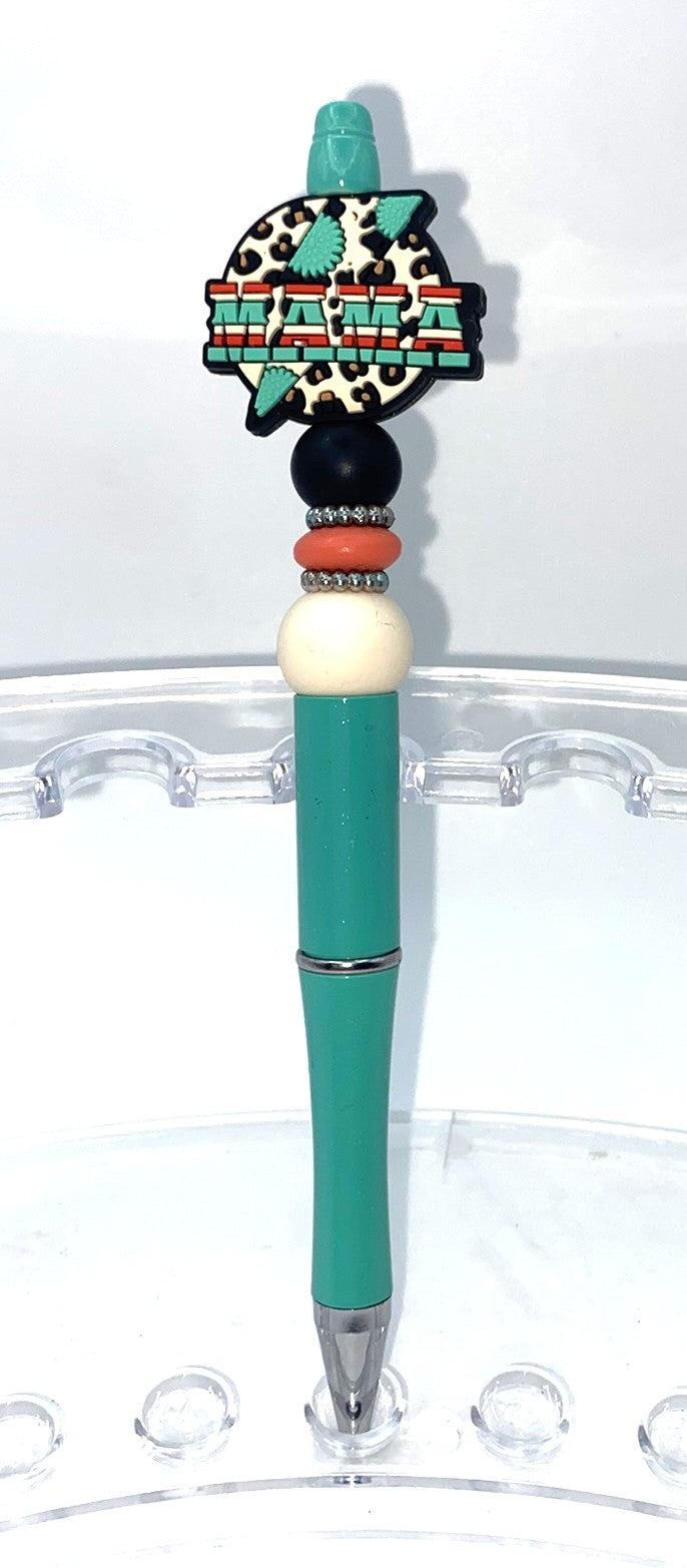 Mama Serape Leopard Print Beaded Pen