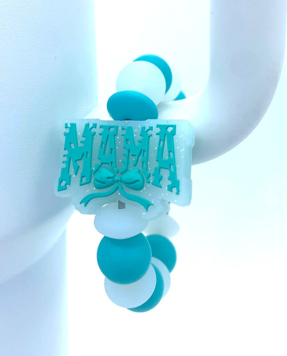 Mama Turquoise Bow Glitter Stanley Tumbler Cup Handle Charm
