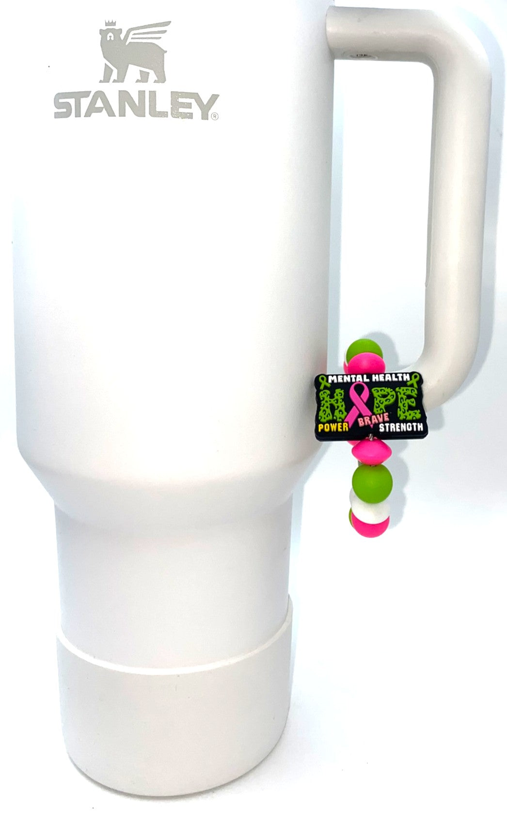 Mental Health Hope Power Brave Strength Awareness Ribbon Stanley Tumbler Cup Handle Charm