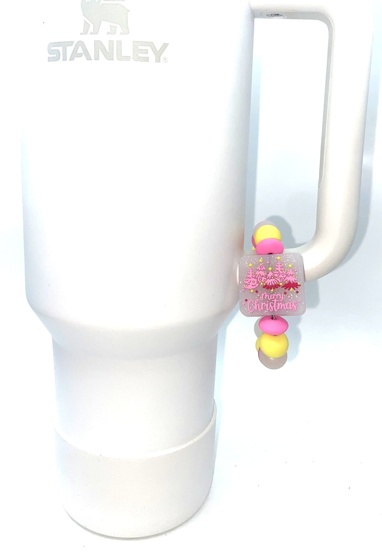 Pink Merry Christmas Glitter Stanley Tumbler Cup Handle Charm