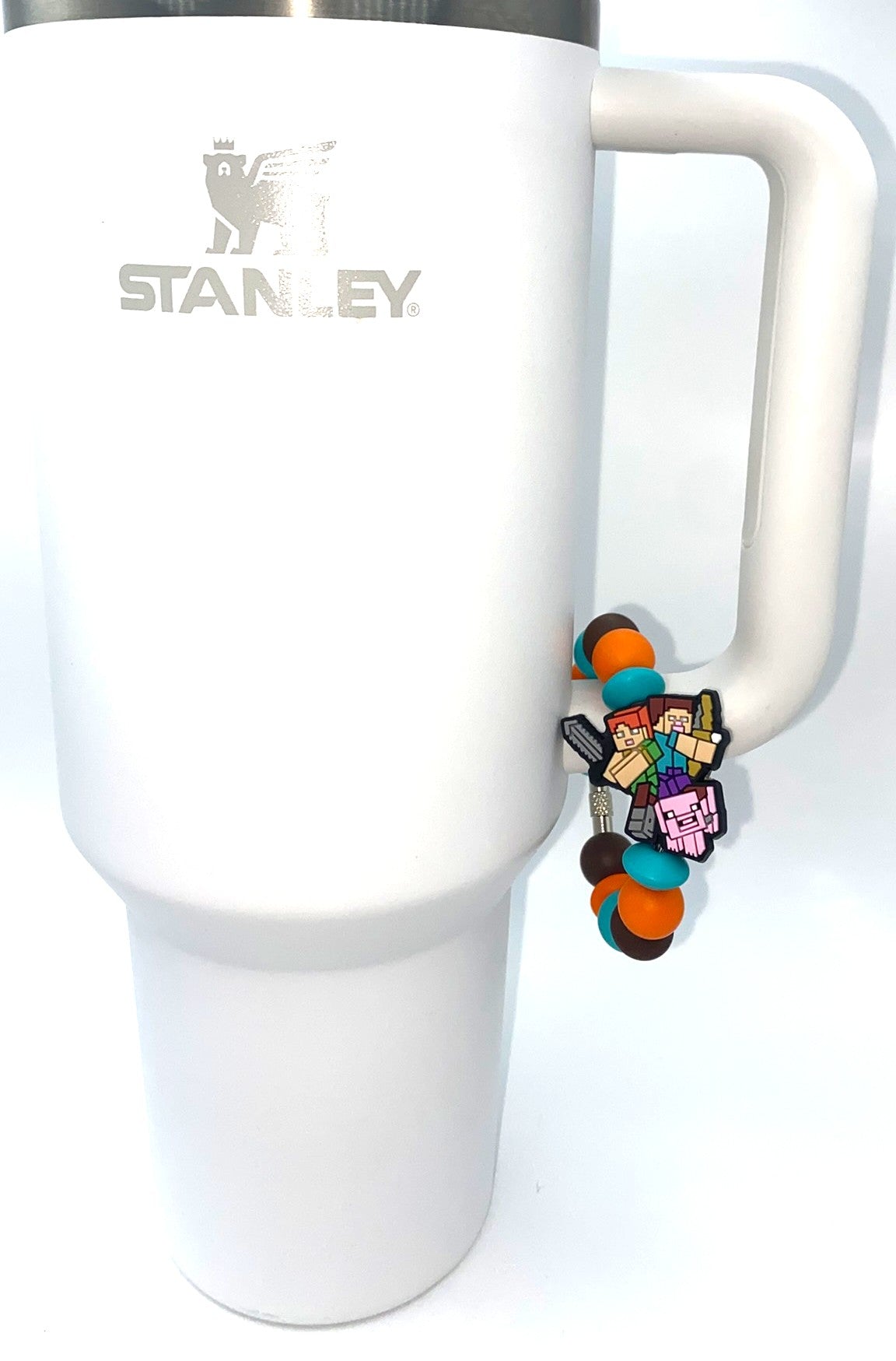 Block Guy, Girl & Pig Video Game Stanley Tumbler Cup Handle Charm