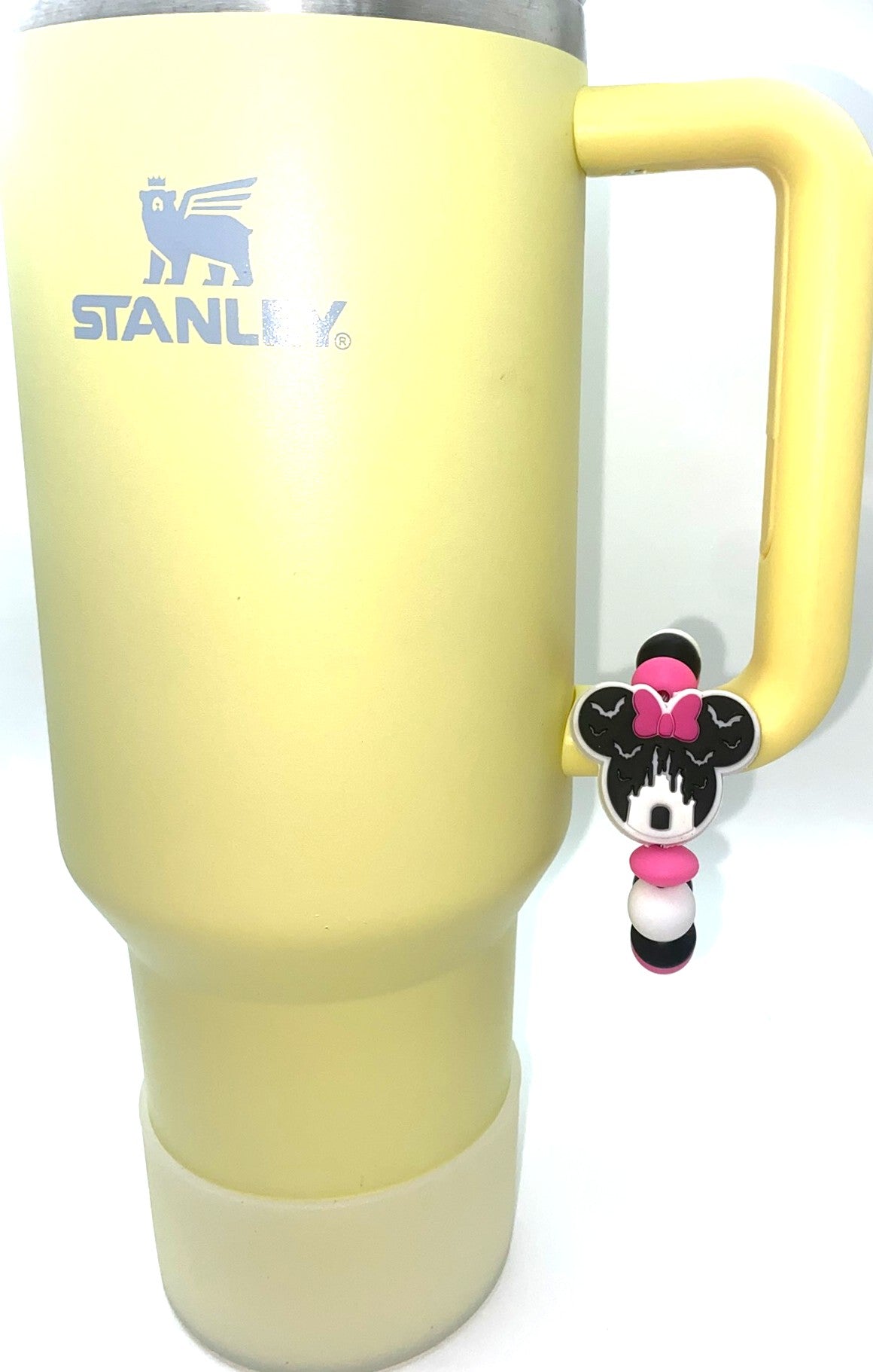 Magical Mouse Ears Girl Pink Bow w/Black Castle & Bats Stanley Tumbler Cup Handle Charm