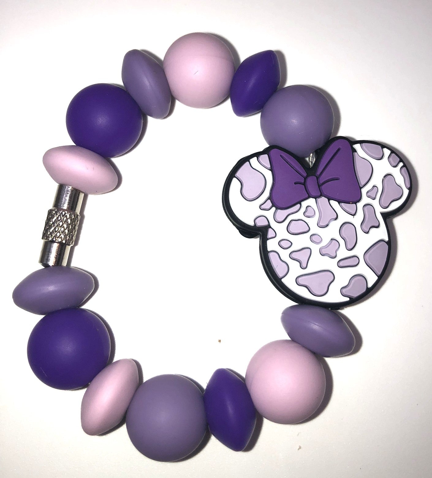 Purple Cow Spots w/Bow Magical Mouse Ears Girl Stanley Tumbler Cup Handle Charm