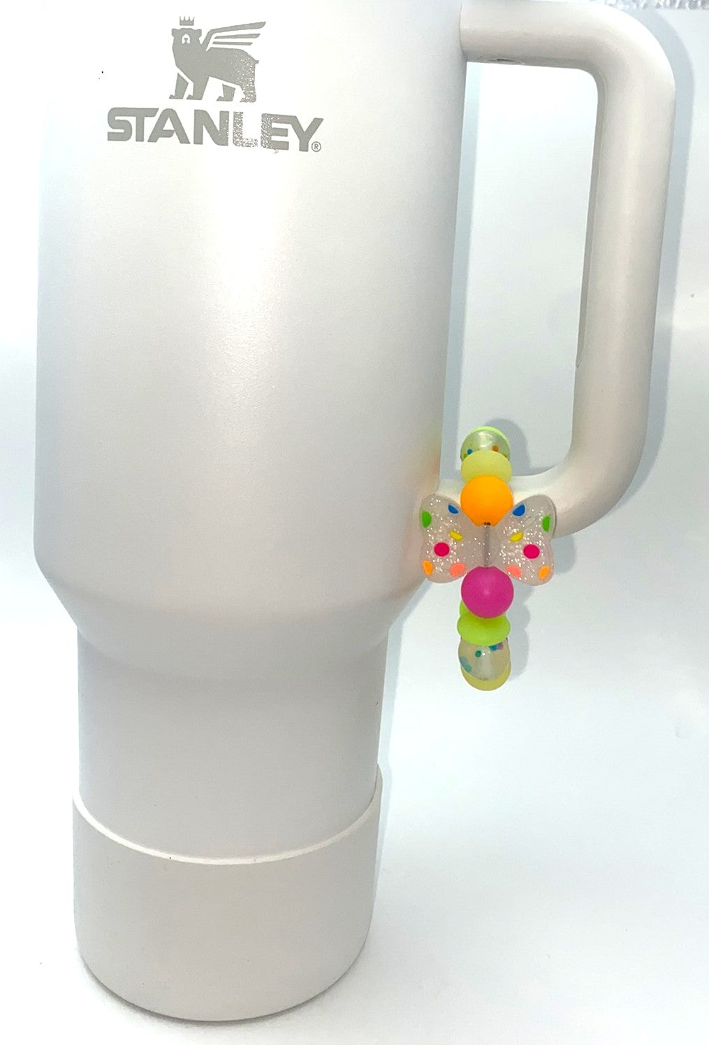 Neon Polka Dot Glitter Bow Stanley Tumbler Cup Handle Charm