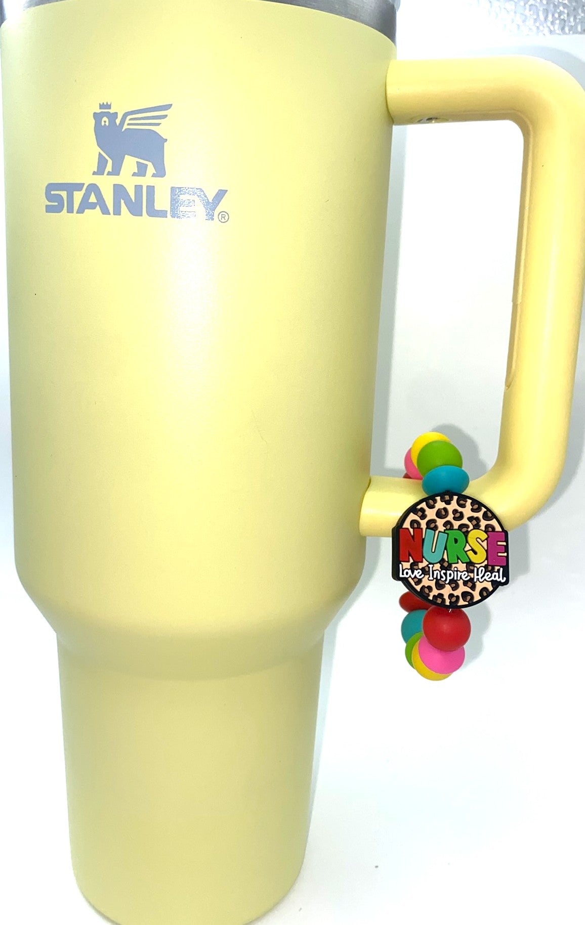 Nurse Colorful Leopard Print Circle Stanley Tumbler Cup Handle Charm