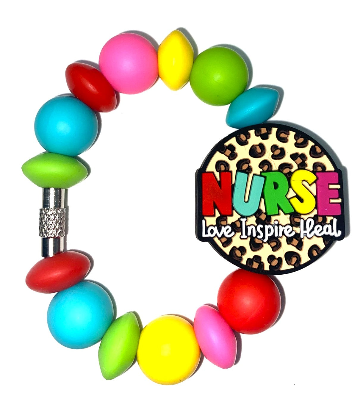 Nurse Colorful Leopard Print Circle Stanley Tumbler Cup Handle Charm