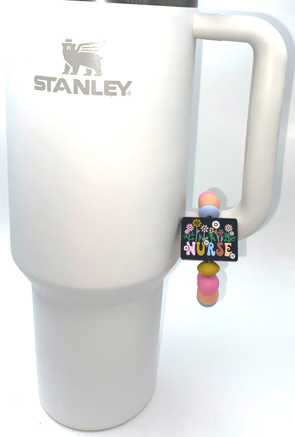 Nurse Flowers Rectangle Stanley Tumbler Cup Handle Charm