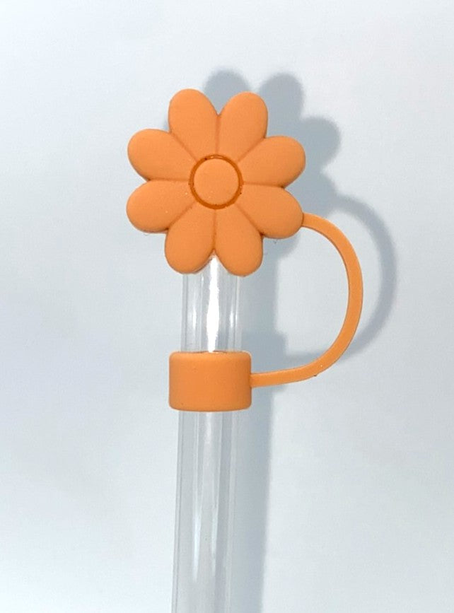 Orange Peach Daisy Flower 3D Straw Topper