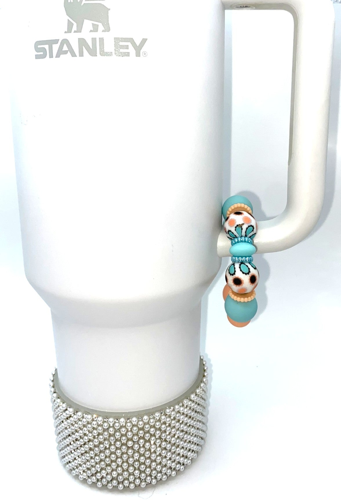 Paisley Mix Peach & Mint Stanley Tumbler Cup Handle Charm