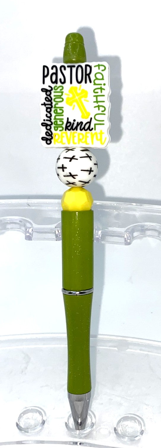 Pastor Dedicated Generous Faithful Kind Reverent Beaded Pen