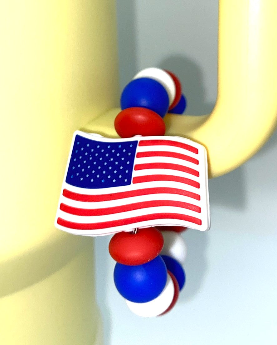 Patriotic American Flag Stanley Tumbler Cup Handle Charm