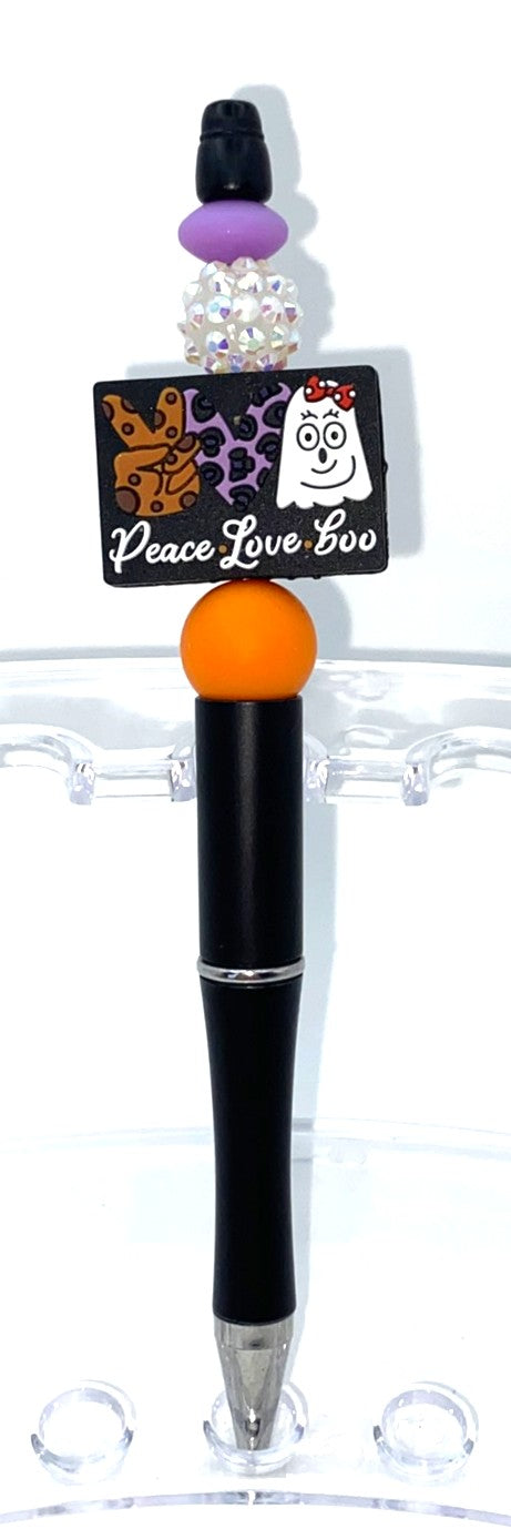 Peace Love Boo Ghost Halloween Beaded Pen