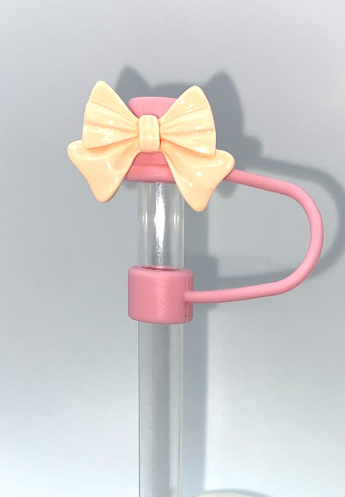 Peach Resin Bow Straw Topper