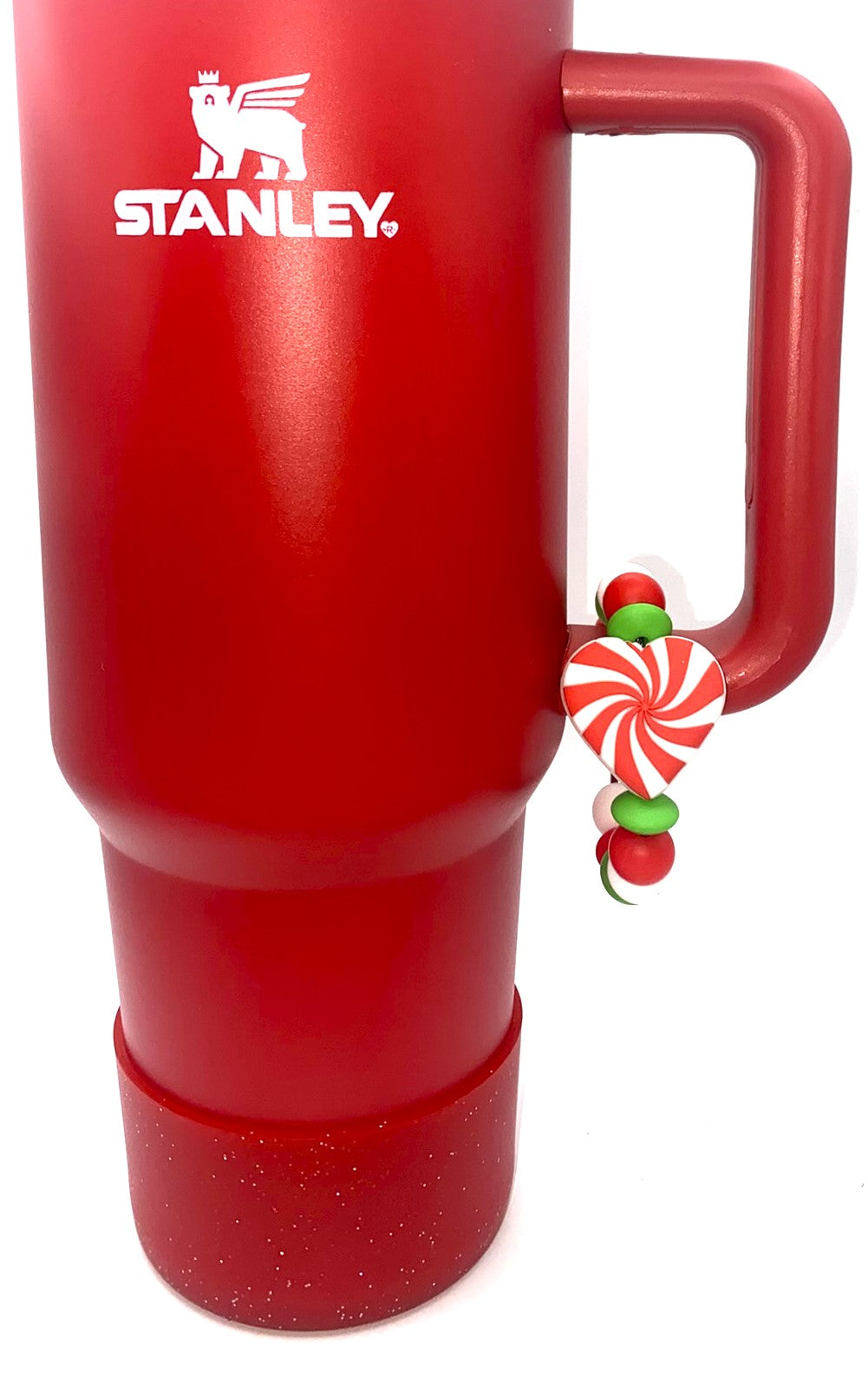 Peppermint Swirls Heart Stanley Tumbler Cup Handle Charm