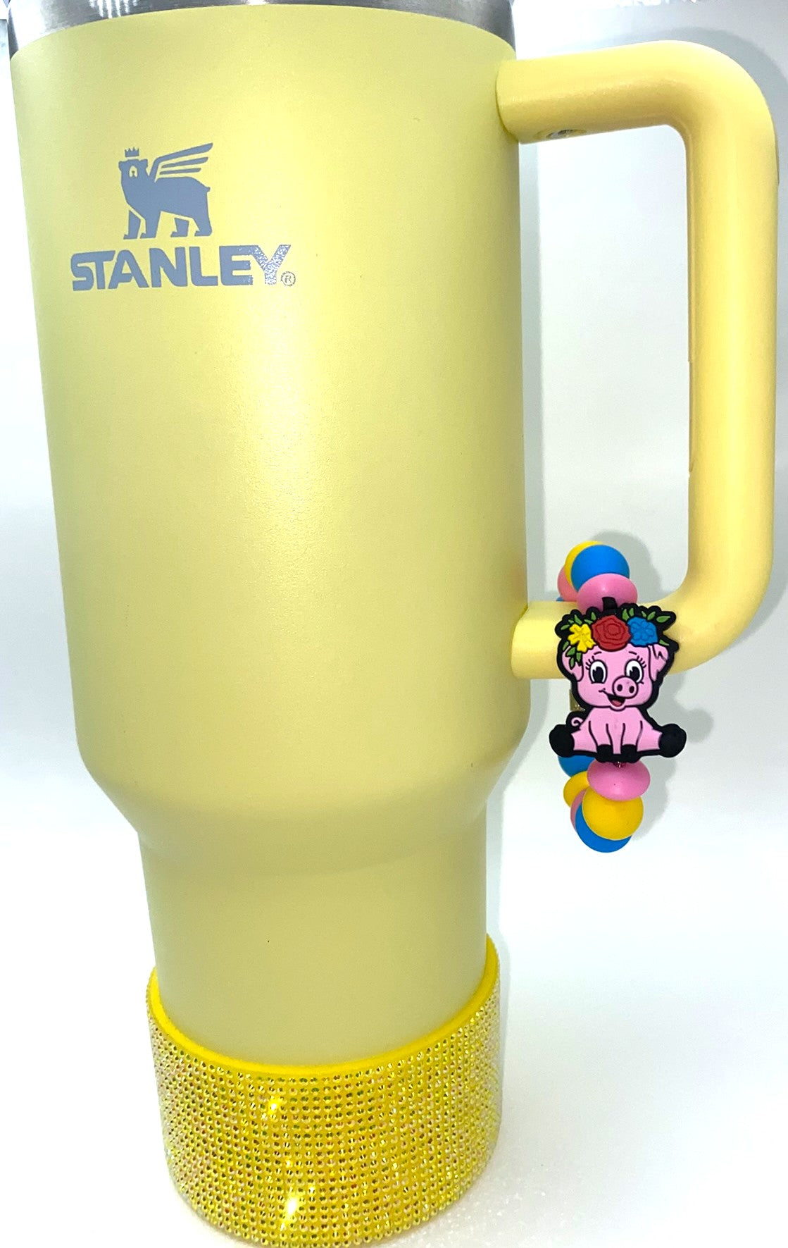 Pig W/Flower Headdress Stanley Tumbler Cup Handle Charm