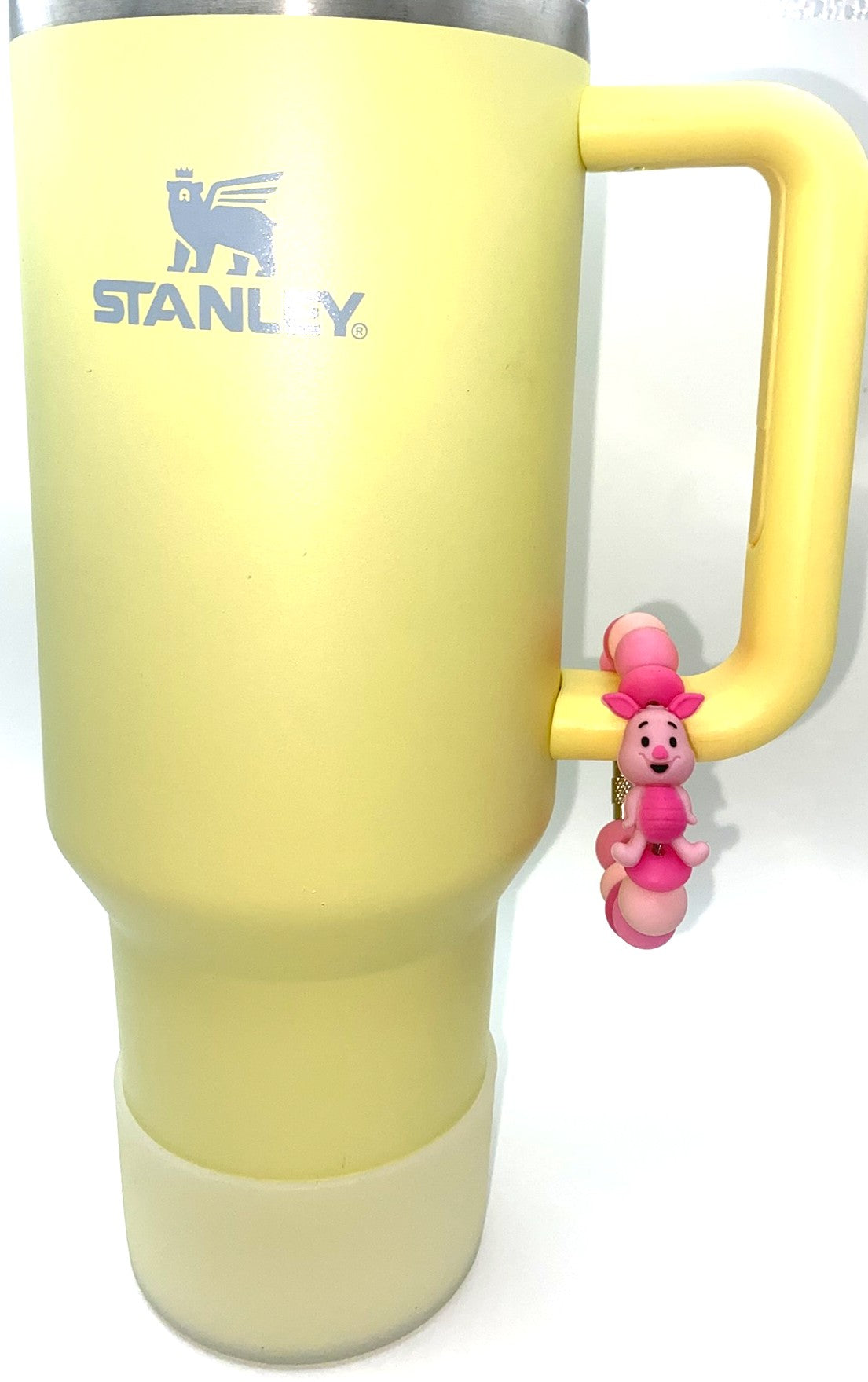Shy Piglet 3D Yellow Honey Bear Friend Stanley Tumbler Cup Handle Charm