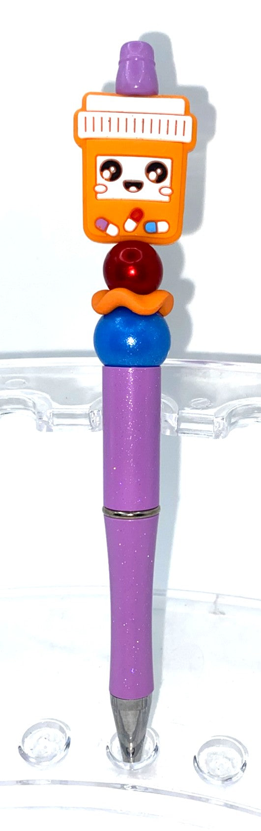 Pill Bottle Orange Beaded Pen
