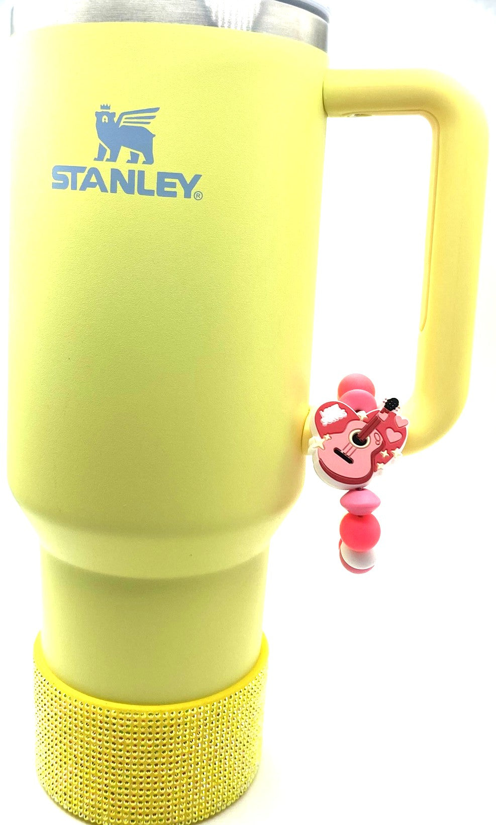 Pink Guitar Love Songs Heart Stanley Tumbler Cup Handle Charm