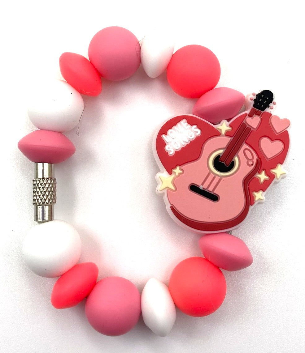Pink Guitar Love Songs Heart Stanley Tumbler Cup Handle Charm