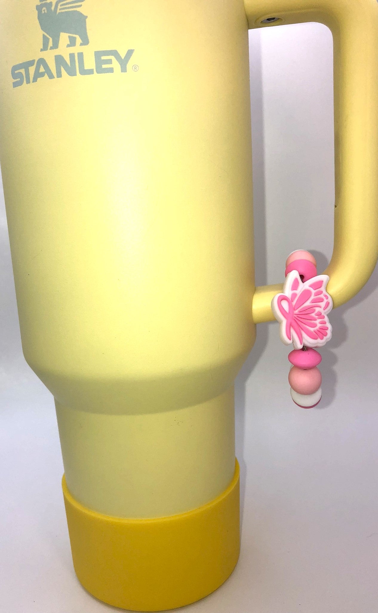 Butterfly w/Pink Ribbon Breast Cancer Awareness Stanley Tumbler Cup Handle Charm