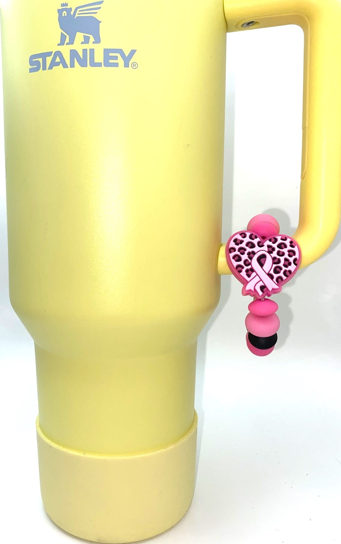 Pink Ribbon Leopard Heart Breast Cancer Awareness Stanley Tumbler Cup Handle Charm