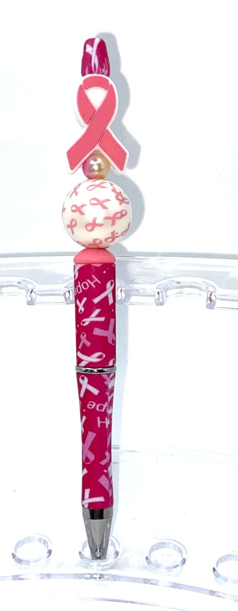 Pink Ribbon Breast Cancer Beaded Pen