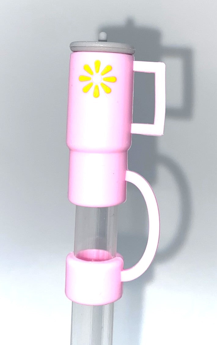 Tumbler 3D Pink w/Orange Flower Straw Topper