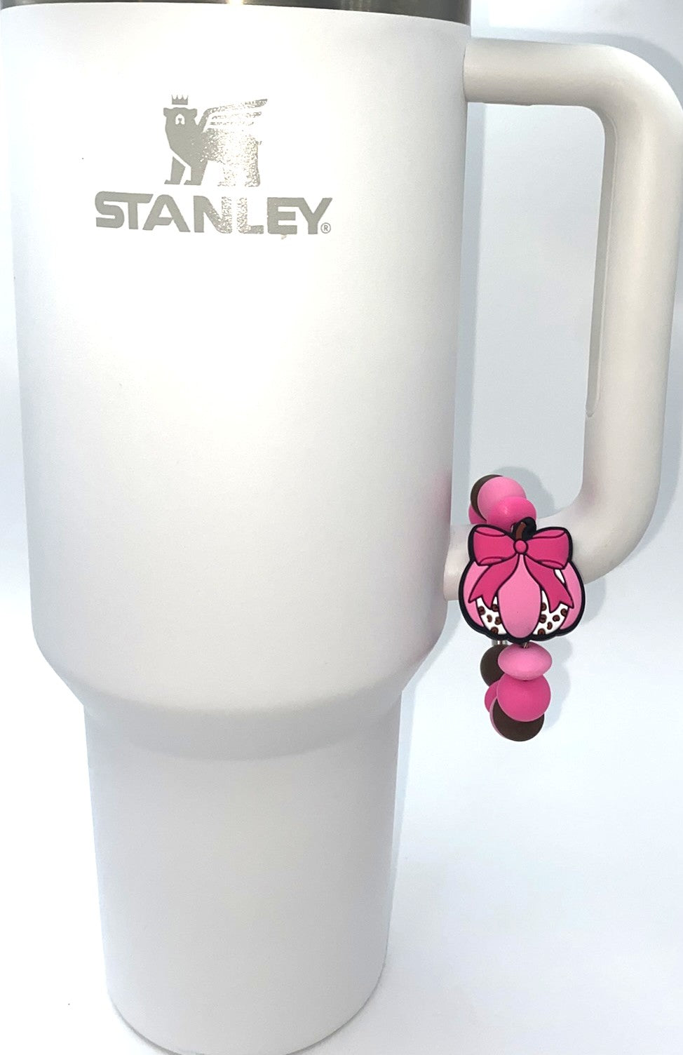 Pink Coquette Bow Cow Pumpkin Fall Stanley Tumbler Cup Handle Charm