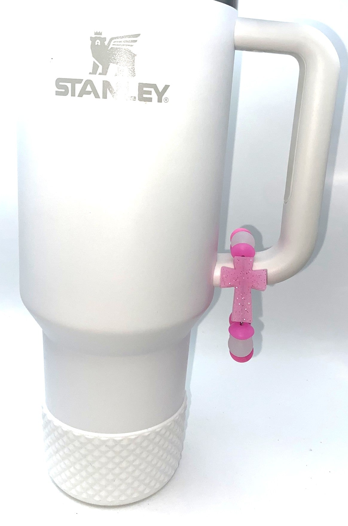 Pink Glitter Cross Stanley Tumbler Cup Handle Charm
