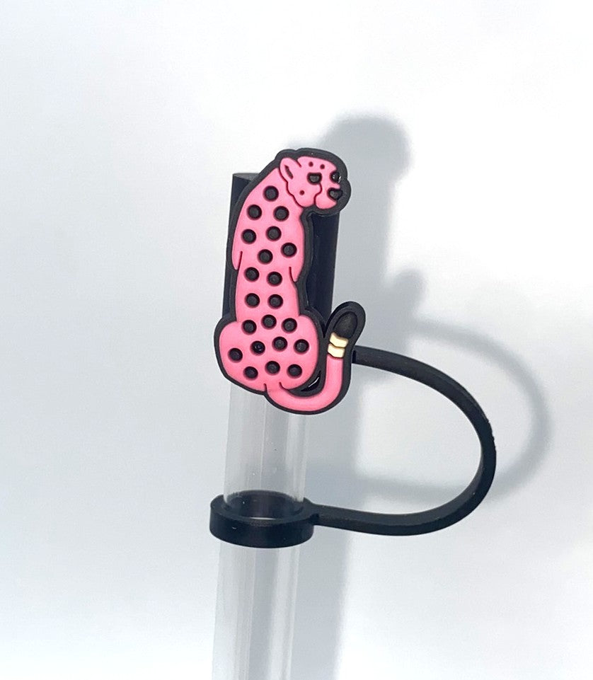 Pink Leopard Straw Topper