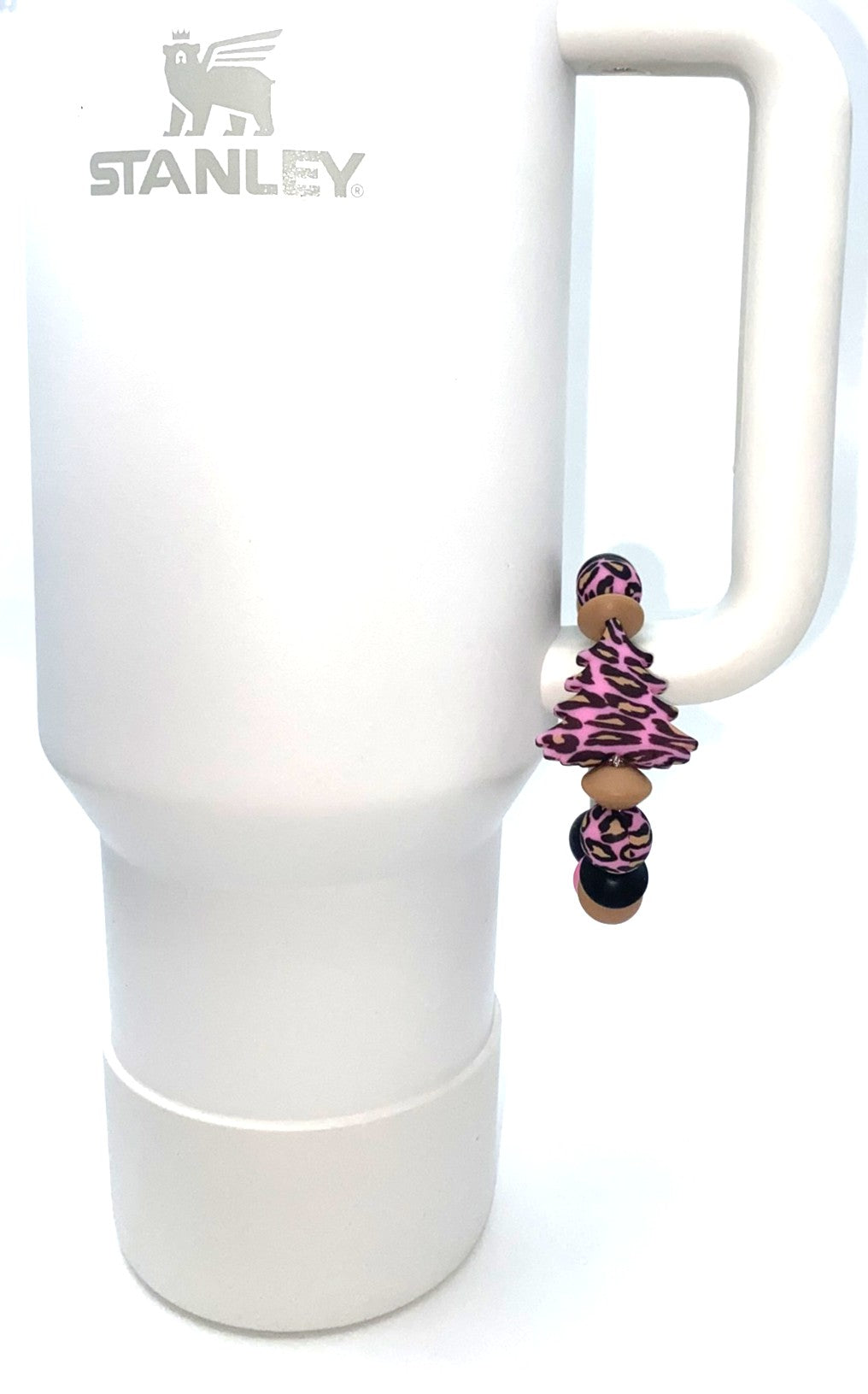 Pink Leopard Print Christmas Tree Stanley Tumbler Cup Handle Charm