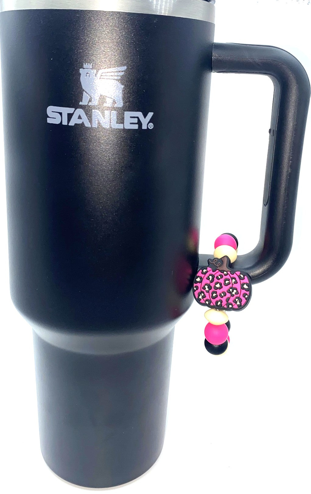 Pink Leopard Pumpkin Stanley Tumbler Cup Handle Charm