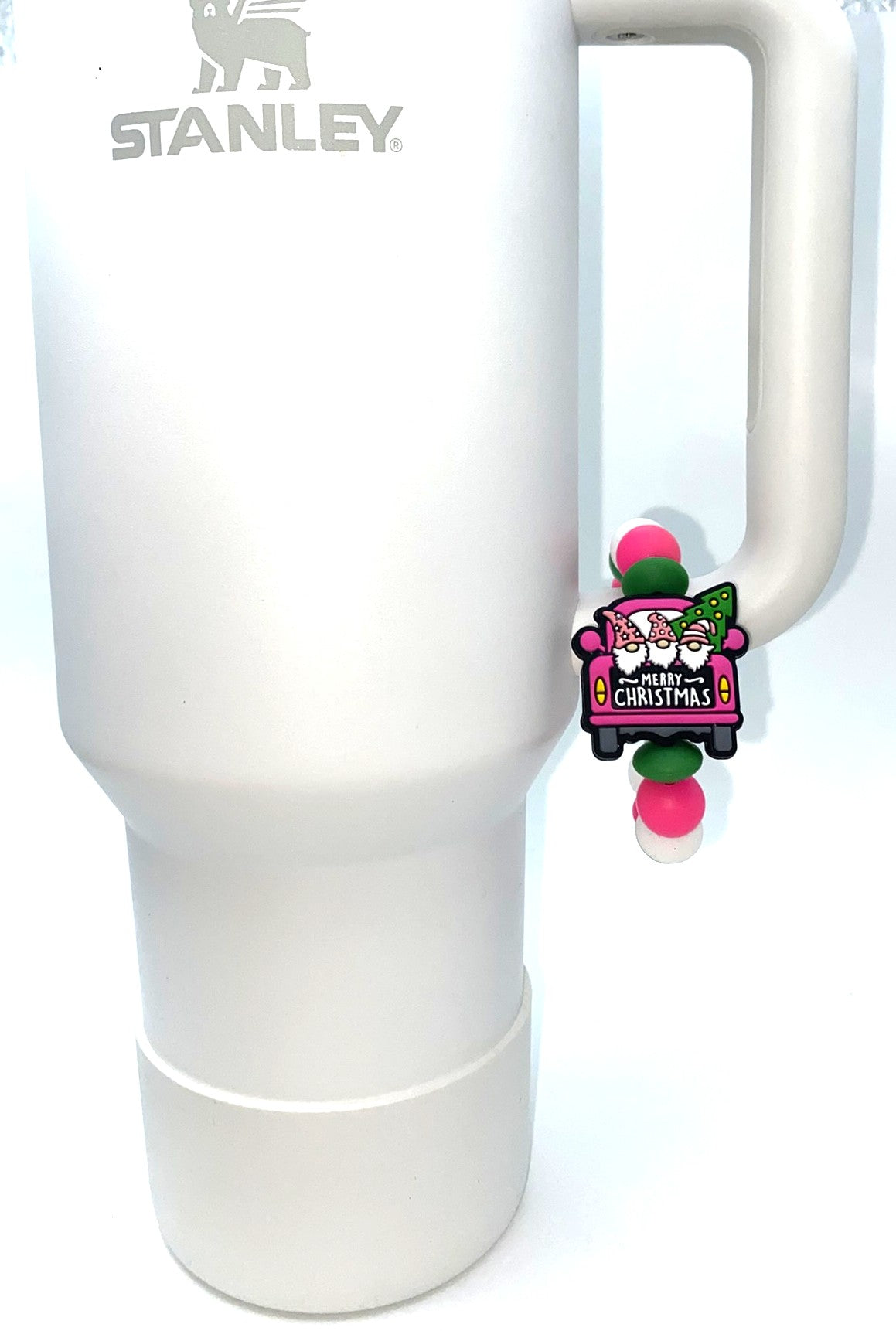 Merry Christmas Gnomes Pink Farm Truck Stanley Tumbler Cup Handle Charm