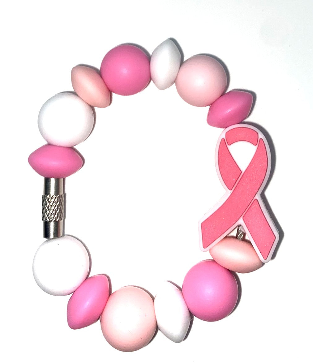 Pink Ribbon Breast Cancer Awareness Stanley Tumbler Cup Handle Charm
