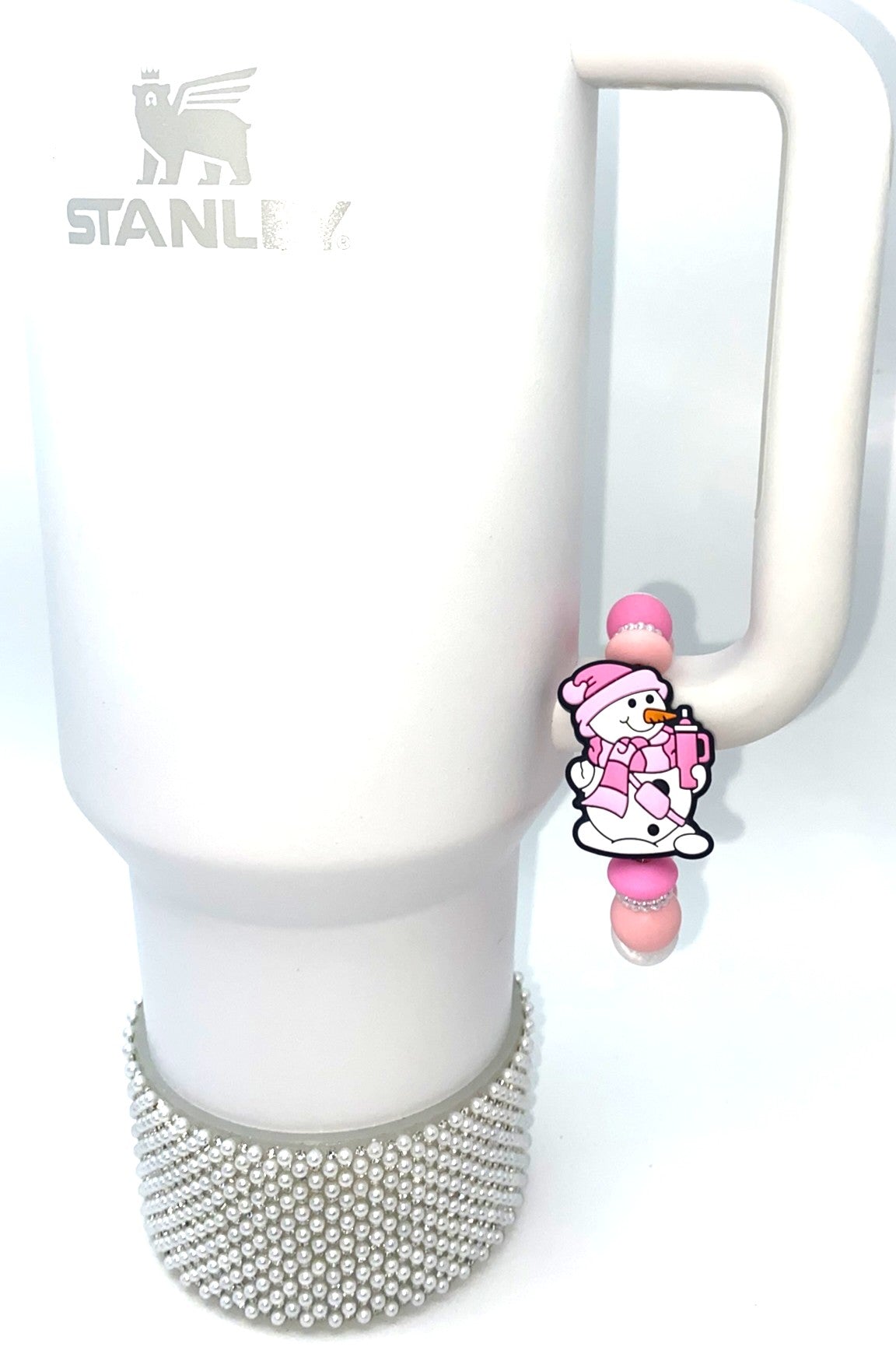 Pink Bougie Snowman Winter Stanley Tumbler Cup Handle Charm