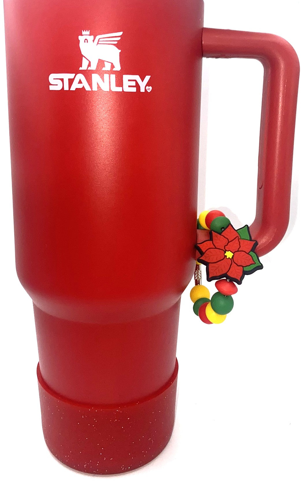 Poinsettia Christmas Flower Stanley Tumbler Cup Handle Charm