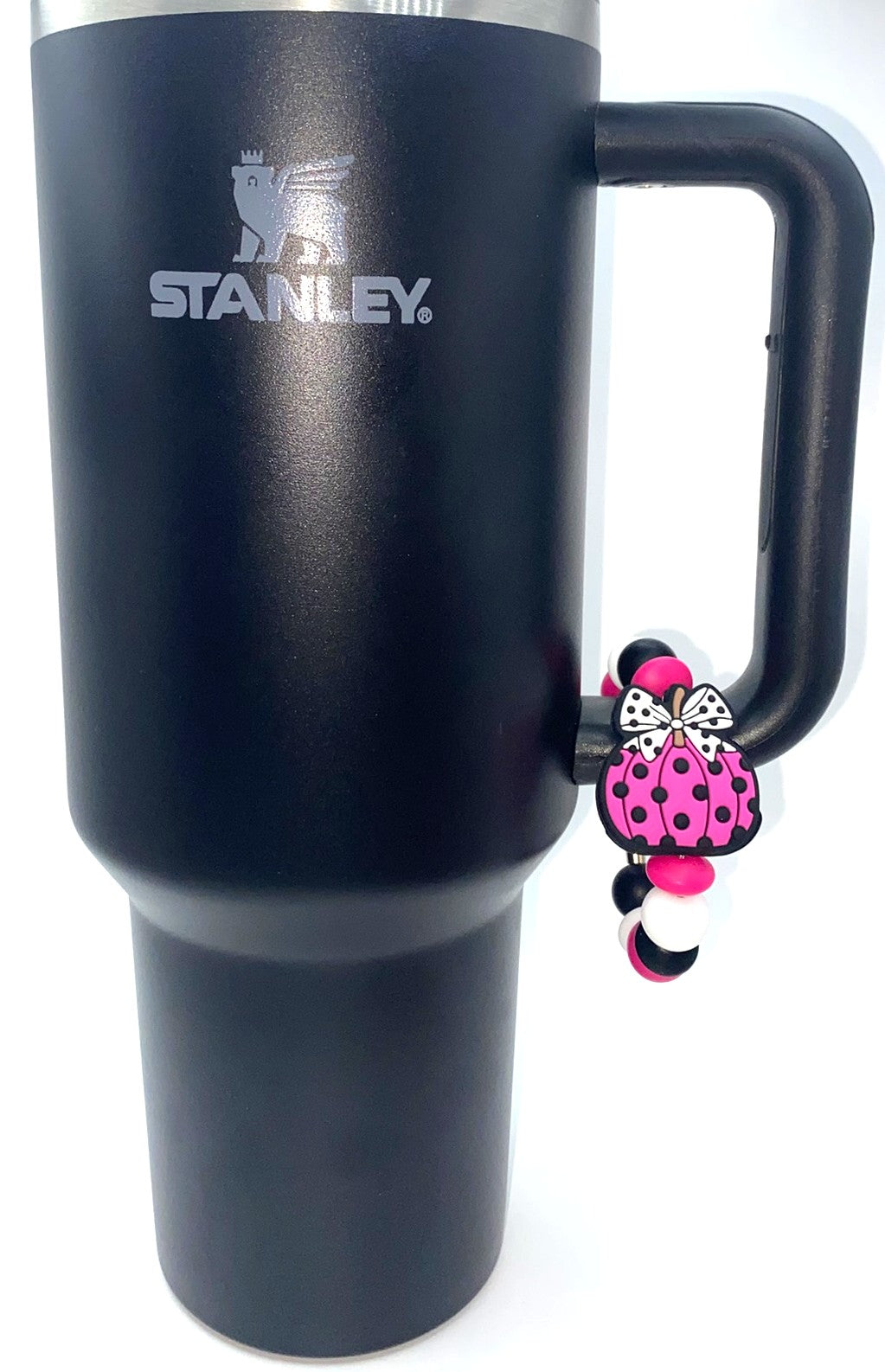Hot Pink Polka Coquette Dot Pumpkin Fall Stanley Tumbler Cup Handle Charm