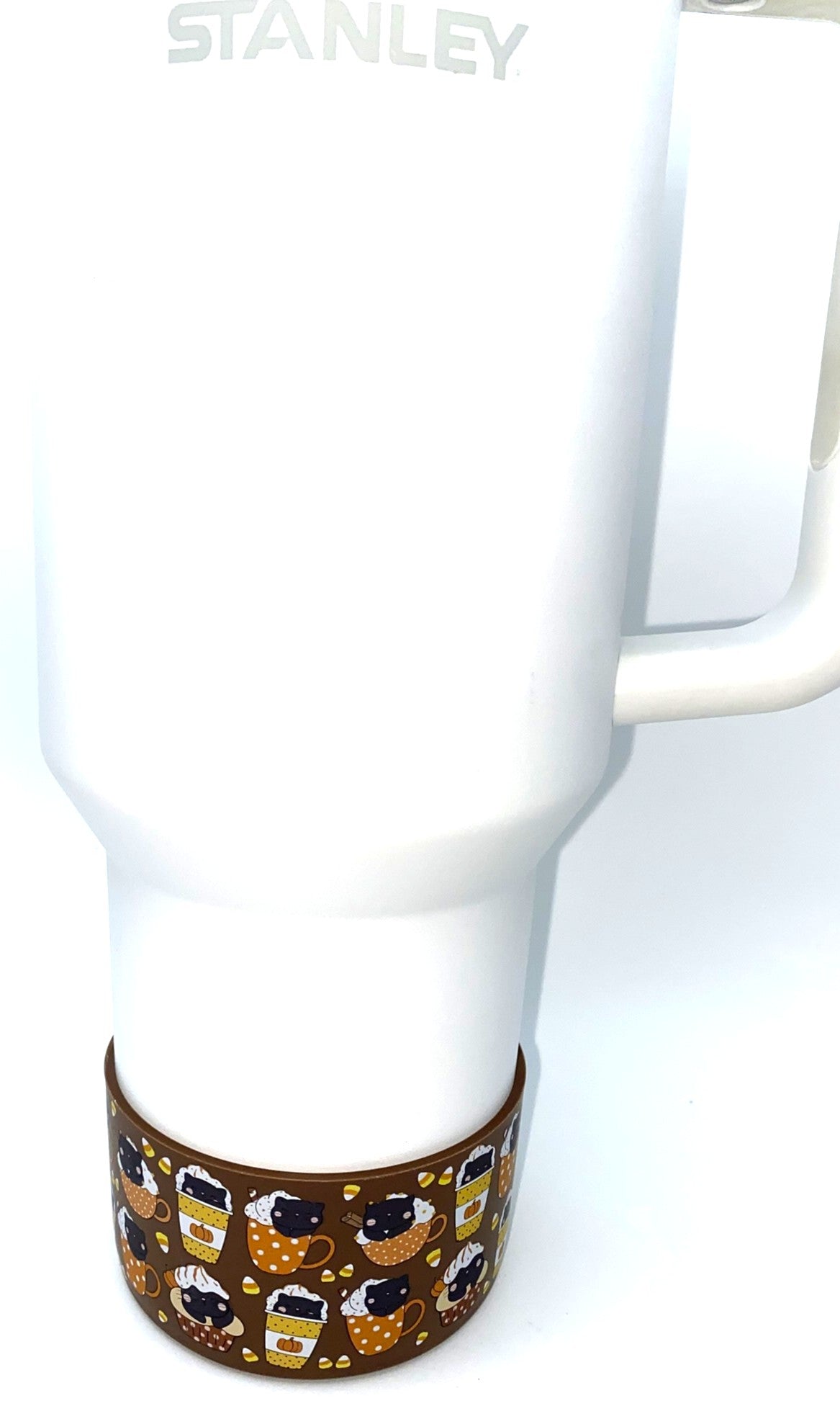 Kitty Pumpkin Lattes Brown Stanley Tumbler Boot Sleeve #211