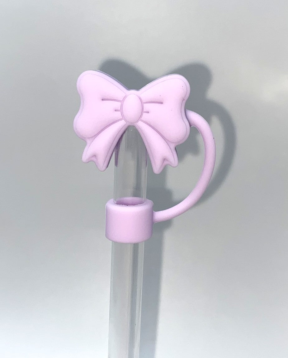 Purple Coquette Bow 3D Straw Topper