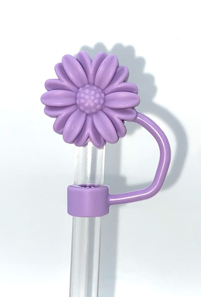 Soft Purple Daisy Flower 3D Straw Topper