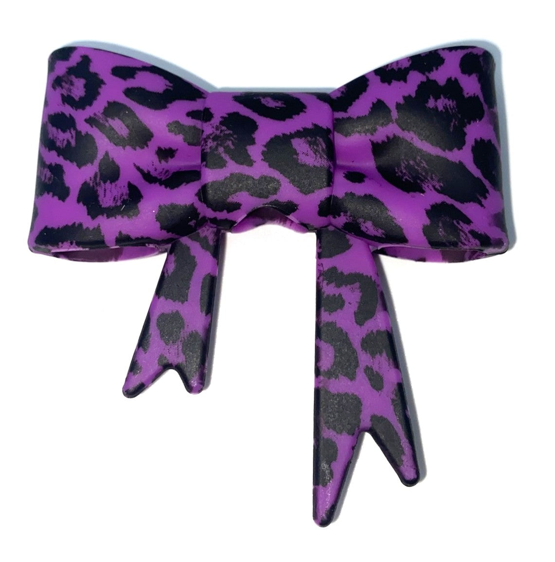 Purple Leopard Print Bow Straw Topper